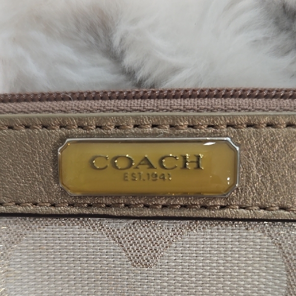 Coach Gold and Cream Wristlet - Picture 2 of 6